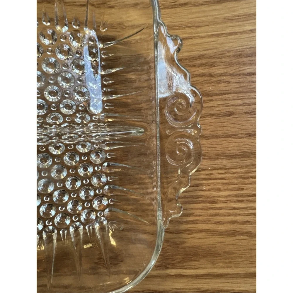 Anchor Hocking Relish Dish/Trinket Dish‎ Hobnail W/ Handles Glass Rectangle VTG